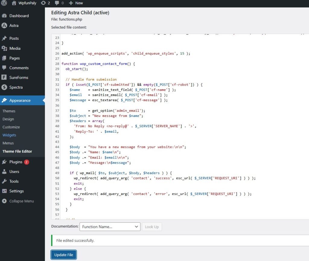 create-contact-form-in-wordPress-without-plugin
